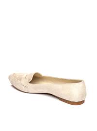 Loafer Flat Shoes Beige Suede