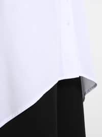 Asymmetrical Cut Tunic İn Natural Fabric White