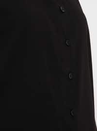 Natural Fabric Asymmetric Cut Tunic Black