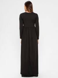 Black - Unlined - V neck Collar - Maternity Evening Dress