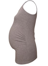 Gray - Cotton - Crew neck - Maternity Blouses Shirts