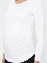 White - Crew neck - Maternity Blouses Shirts