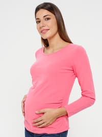 Shirred Maternity Blouse Pink