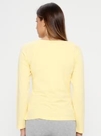 أصفر - قبة مدورة - بلوزات/قمصان للحوامل