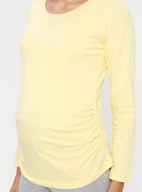 Yellow - Crew neck - Maternity Blouses Shirts