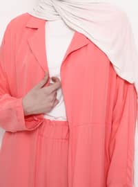 Coral - Unlined - Shawl Collar - Cotton - Topcoat