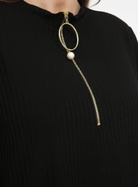 Black - Polo neck - Unlined - Plus Size Suit