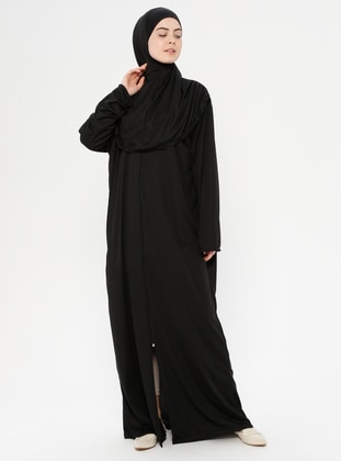أسود - نسيج غير مبطن - ملابس صلاة - Hal-i Niyaz