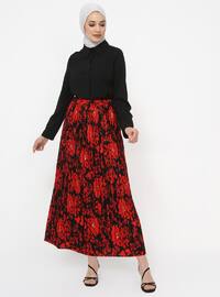 Red - Black - Leopard - Unlined - Skirt