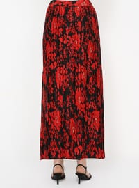 Red - Black - Leopard - Unlined - Skirt