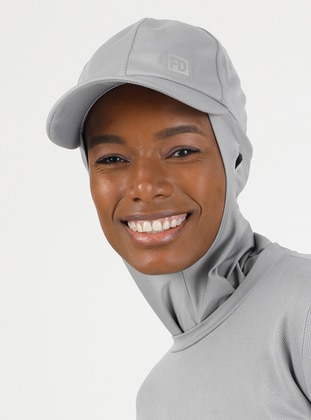 Cap And Sports Hijab Gray With Headphones