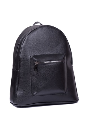 Black - Black - Faux Leather - Navy Blue - Backpacks - Housebags