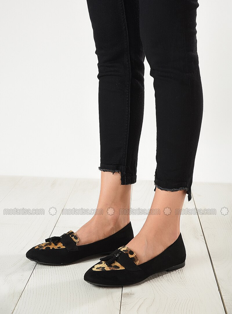 Black - Leopard - Flat - Flat Shoes