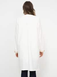 White - Ecru - Crew neck - Unlined - Cotton - Plus Size Suit