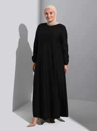 Basic Ankle Elastic Dress Black