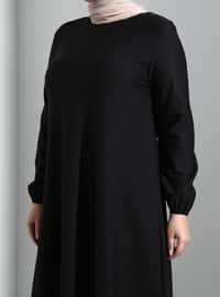 أسود - نسيج غير مبطن - قبة مدورة - فستان مقاس كبير