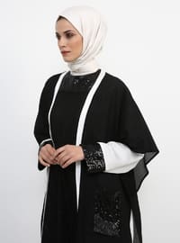 Black - Ecru - Evening Abaya