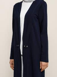 Navy Blue - Unlined - Cotton - Topcoat