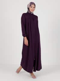 Zippered Abaya Plum Color