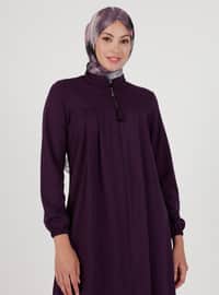 Zippered Abaya Plum Color