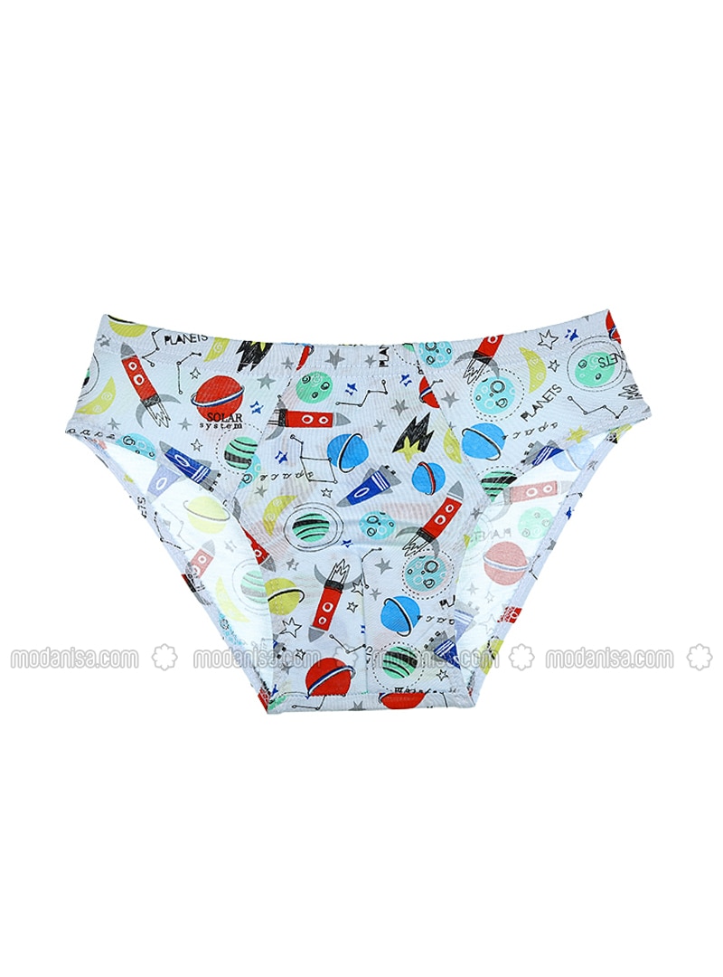 Multi - Cotton - White - Kids Underwear 