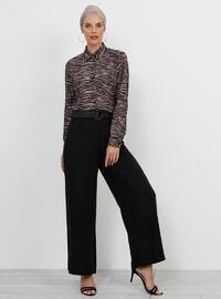 Brown - Multi - Point Collar - Blouses