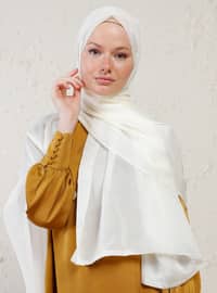 أبيض - بوجه مزدوج - من لون واحد - شالات - Şal