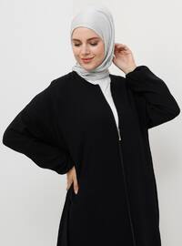 Black - Unlined - Crew neck - Cotton - Abaya