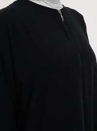 Black - Unlined - Crew neck - Cotton - Abaya