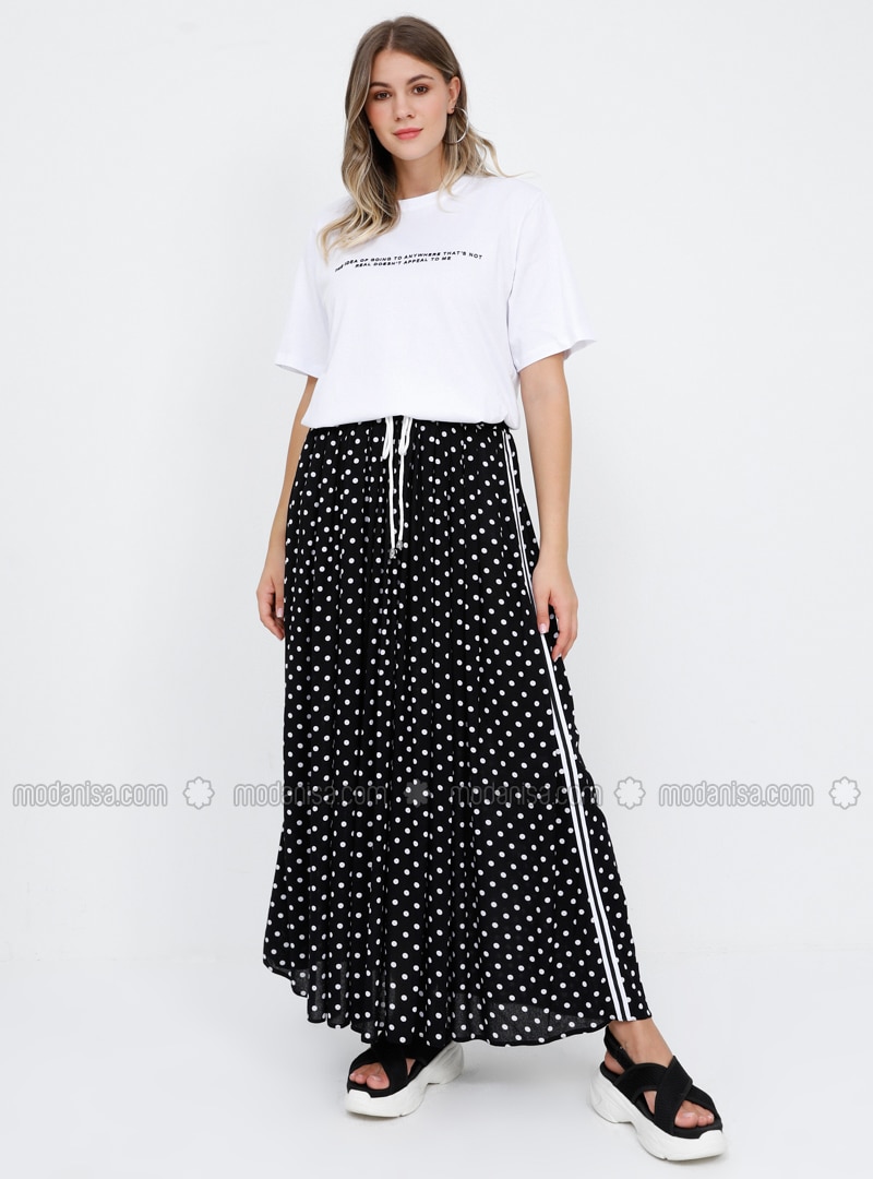 black and white polka dot skirt plus size