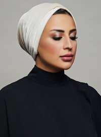 بيج - من لون واحد - حجابات جاهزة - Roza