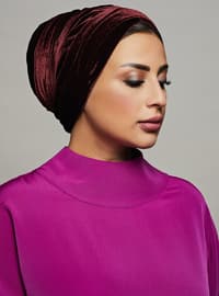 خمري - من لون واحد - حجابات جاهزة - Roza
