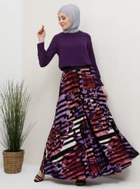 Black - Purple - Multi - Unlined - Skirt