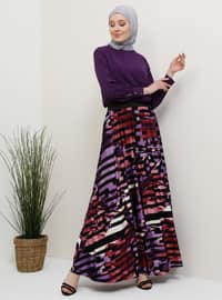 Black - Purple - Multi - Unlined - Skirt