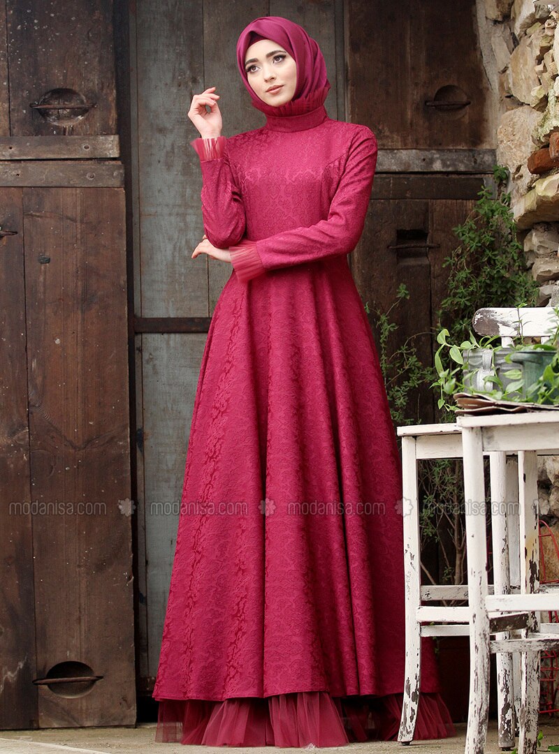 fuschia evening dress