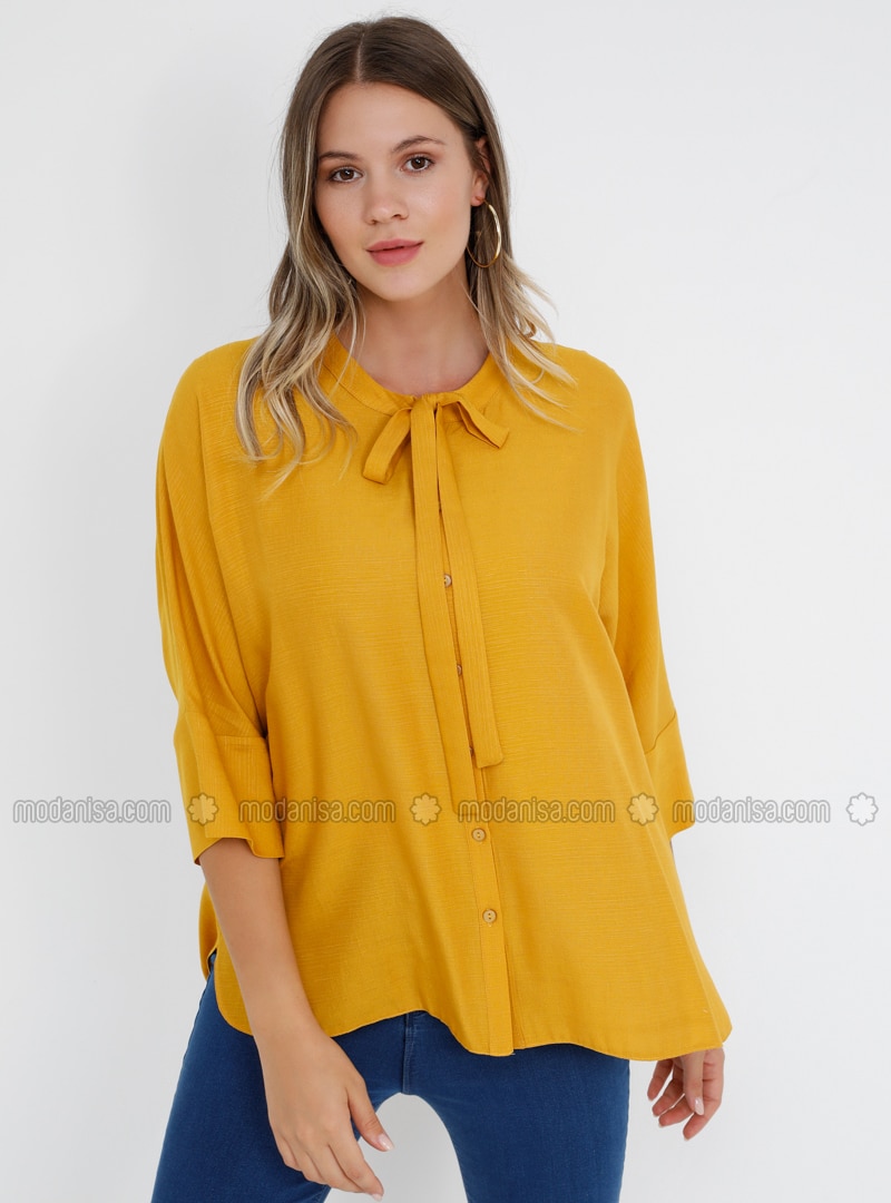 women's plus size yellow blouse