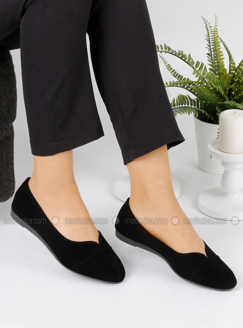 Flat Shoes Black Velvet