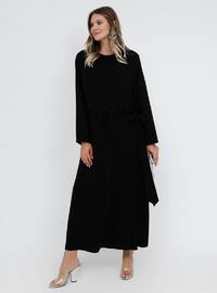 Black - Fully Lined - Crew neck - Plus Size Dress