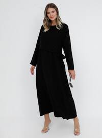 Black - Fully Lined - Crew neck - Plus Size Dress