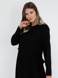 Black - Fully Lined - Crew neck - Plus Size Dress