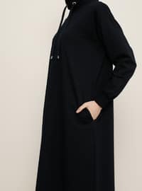 Navy Blue - Polo neck - Unlined - - Dress