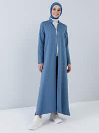 Mavi - Astarsız kumaş - Çin yakalı - Pamuk - Palto ve Kaban - Everyday Basic
