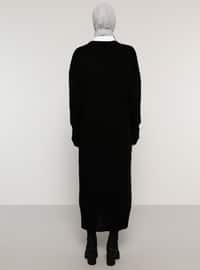 Black - Crew neck - Unlined - Acrylic - - Dress
