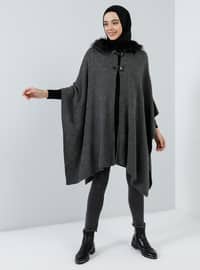 Anthracite - Unlined - Acrylic - - Poncho