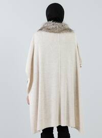 Beige - Point Collar - Unlined - Acrylic - - Poncho