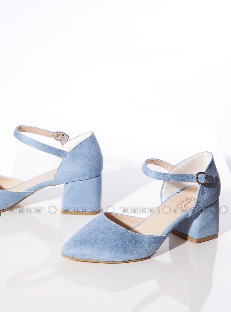baby blue fur heels