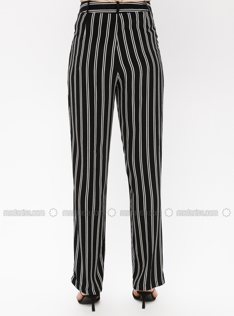 black and white striped dress pants