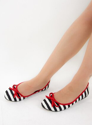 Red - Black - Flat - Flat Shoes - Fox Shoes