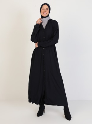 Navy Blue - Unlined - Crew neck -  - Abaya - Night Blue Collection