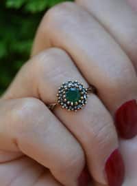 Stem Emerald Bronze Ring